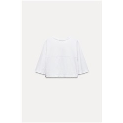SLUB KNIT COTTON CROPPED T-SHIRT