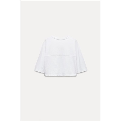 SLUB KNIT COTTON CROPPED T-SHIRT