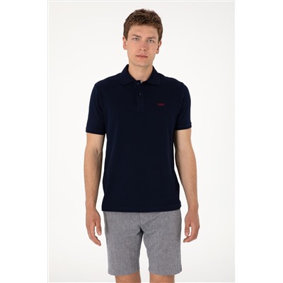Erkek Regular Fit Polo Yaka Lacivert Basic Tişört