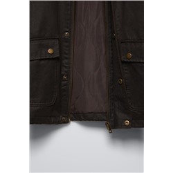 DETACHABLE HOODED WAXED JACKET