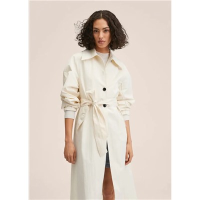Gabardina manga abullonada -  Mujer | MANGO OUTLET Melilla