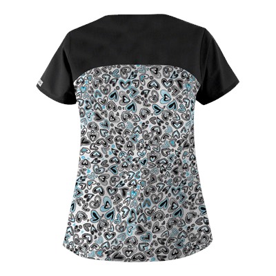 UA Change Of Heart Black Print Scrub Top