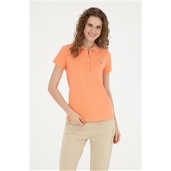 Kadın Somon Basic Polo Yaka Tişört