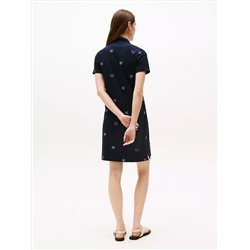 Allover Crest Stretch Polo Dress