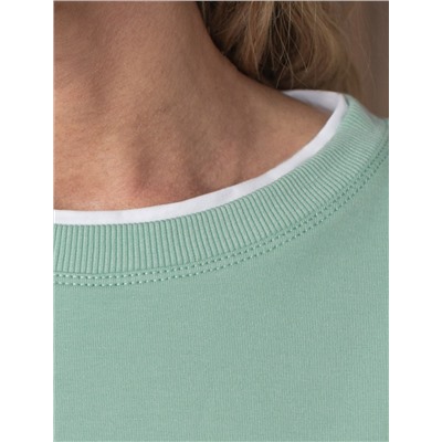 Свободный свитшот с принтом и разрезами из эластичного футера двухнитки без начеса