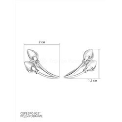 Серьги-продёвки из серебра родированные 925 пробы С-2483р