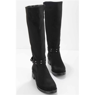 Bambi Siyah Süet Kadın Çizme K03671102102
