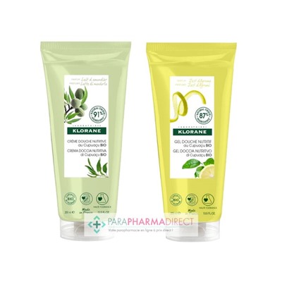 Klorane Cupuaçu Crème Douche Nutritive Lait d'Amandier + Gel Douche Nutritif Zeste d'Agrumes 2x200mlLot  × 2