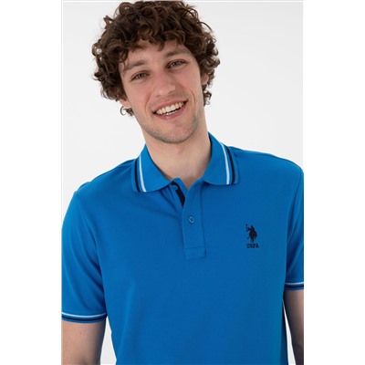 Erkek Regular Fit Polo Yaka Kobalt Mavi Basic Tişört