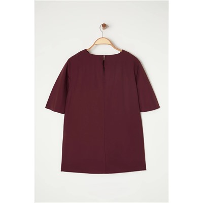 Bordo Bağlama Detaylı Dokuma Bluz TBBSS22BZ1316