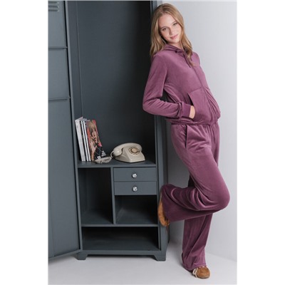 Chaqueta terciopelo cremallera vino