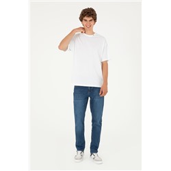 Erkek Oversize Fit Bisiklet Yaka Beyaz Tişört