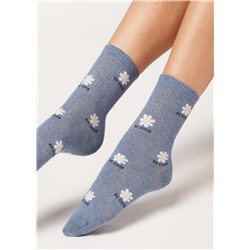 Kurze Socken mit durchgehendem Good-Vibes-Schriftzug
