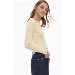 Ribbed knit polo shirt