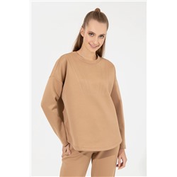 Kadın Camel Bisiklet Yaka Sweatshirt