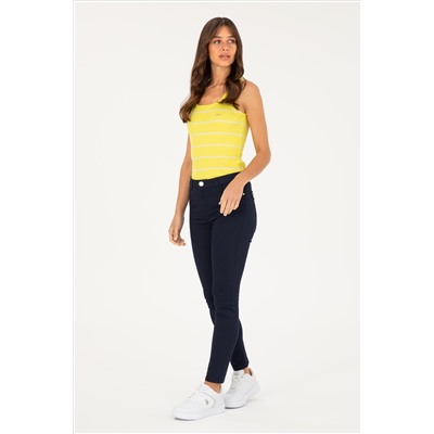 Kadın Lacivert Toothpick Fit Kanvas Pantolon