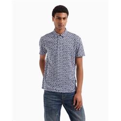 REGULAR FIT COTTON POLO WITH ALLOVER LOGO