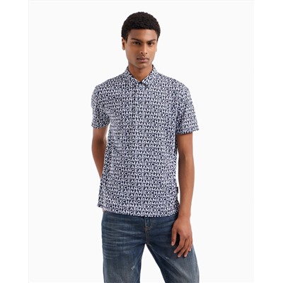 REGULAR FIT COTTON POLO WITH ALLOVER LOGO