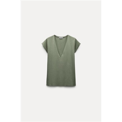 V-NECK COTTON T-SHIRT