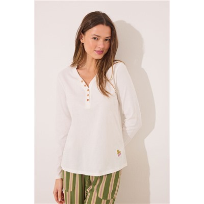 Camiseta lisa manga larga 100% algodón blanco