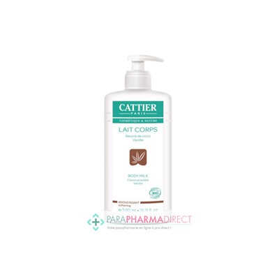 Cattier Lait Corps Adoucissant Beurre de Coco Vanille BIO 500ml