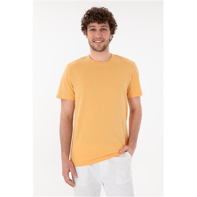 Erkek Regular Fit Bisiklet Yaka Turuncu Basic Tişört