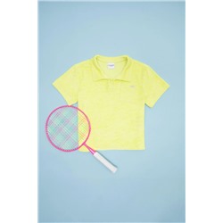 Kız Çocuk Neon Sarı Polo Yaka Tişört