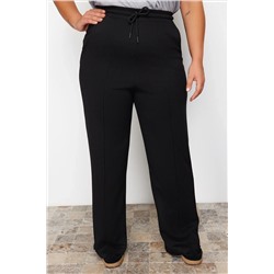 Siyah Nervür Detaylı Örme Pantolon TBBSS24AY00004