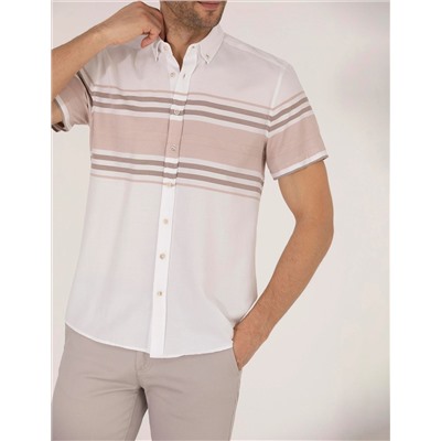 Kahverengi Regular Fit Kısa Kollu Gömlek