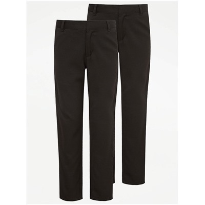 Boys Black Slim Leg School Trousers 2 Pack