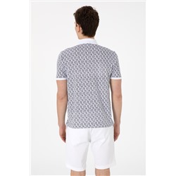 Erkek Regular Fit Polo Yaka Lacivert Desenli Tişört