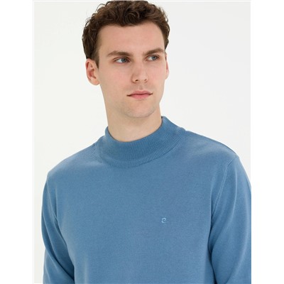 Koyu Mavi Slim Fit Yarım Balıkçı Basic Triko Kazak
