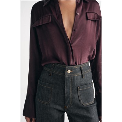 ZW COLLECTION SATIN SHIRT WITH POCKETS