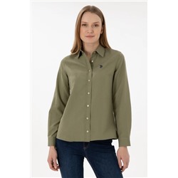 U.S. Polo Assn., Kadın Açık Haki Uzun Kollu Basic Gömlek 50297002-VR183