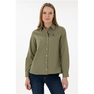 U.S. Polo Assn., Kadın Açık Haki Uzun Kollu Basic Gömlek 50297002-VR183