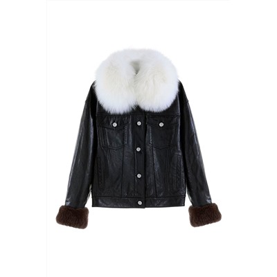 Chaqueta de piel Negro