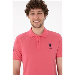 Erkek Slim Fit Polo Yaka Pembe Basic Tişört