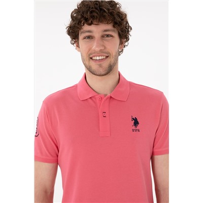 Erkek Slim Fit Polo Yaka Pembe Basic Tişört