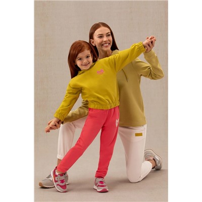 Kız Çocuk Fıstık Yeşili Kapüşonlu Sweatshirt