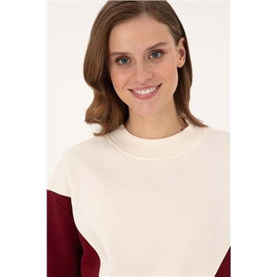 Kadın Krem Bisiklet Yaka Sweatshirt