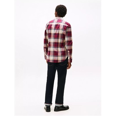 Slim Fit Check Stretch Herringbone Shirt