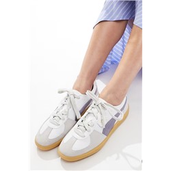 PUMA Palermo leather sneakers with gum sole in white and lilac