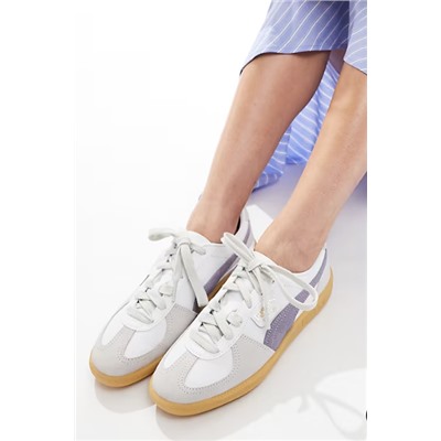 PUMA Palermo leather sneakers with gum sole in white and lilac