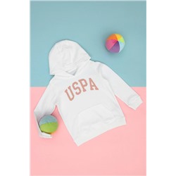 Kız Çocuk Ekru Basic Kapüşonlu Sweatshirt