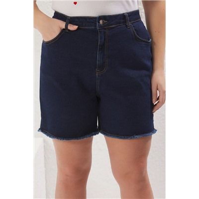 Açık Mavi Yüksek Bel Esnek Skinny Denim Şort & Bermuda TBBSS22AP0008