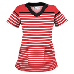 UA Sassy Stripes Poppy Print Scrub Top