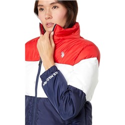 U.S. Polo Assn. Crop Multi Color-Blocked Puffer Jacket