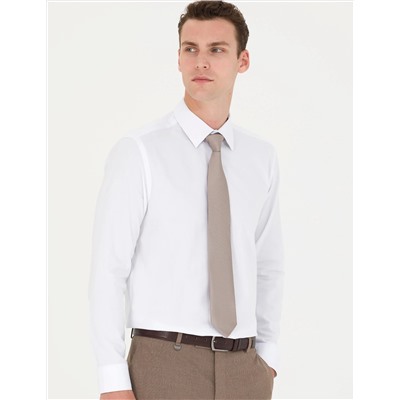Beyaz Slim Fit Uzun Kollu Gömlek