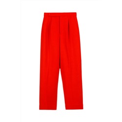 Pantalón recto 7/8 de lana de tiro alto Rojo