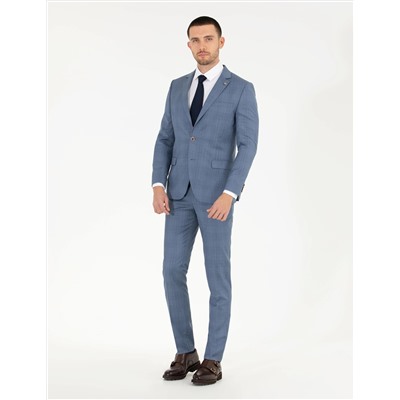%100 Yün Mavi Ekstra Slim Fit Takım Elbise